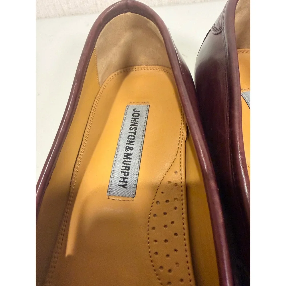 Johnston & Murphy Mens 11 W Burgundy Leather Kiltie Tassel Loafers 15-0834